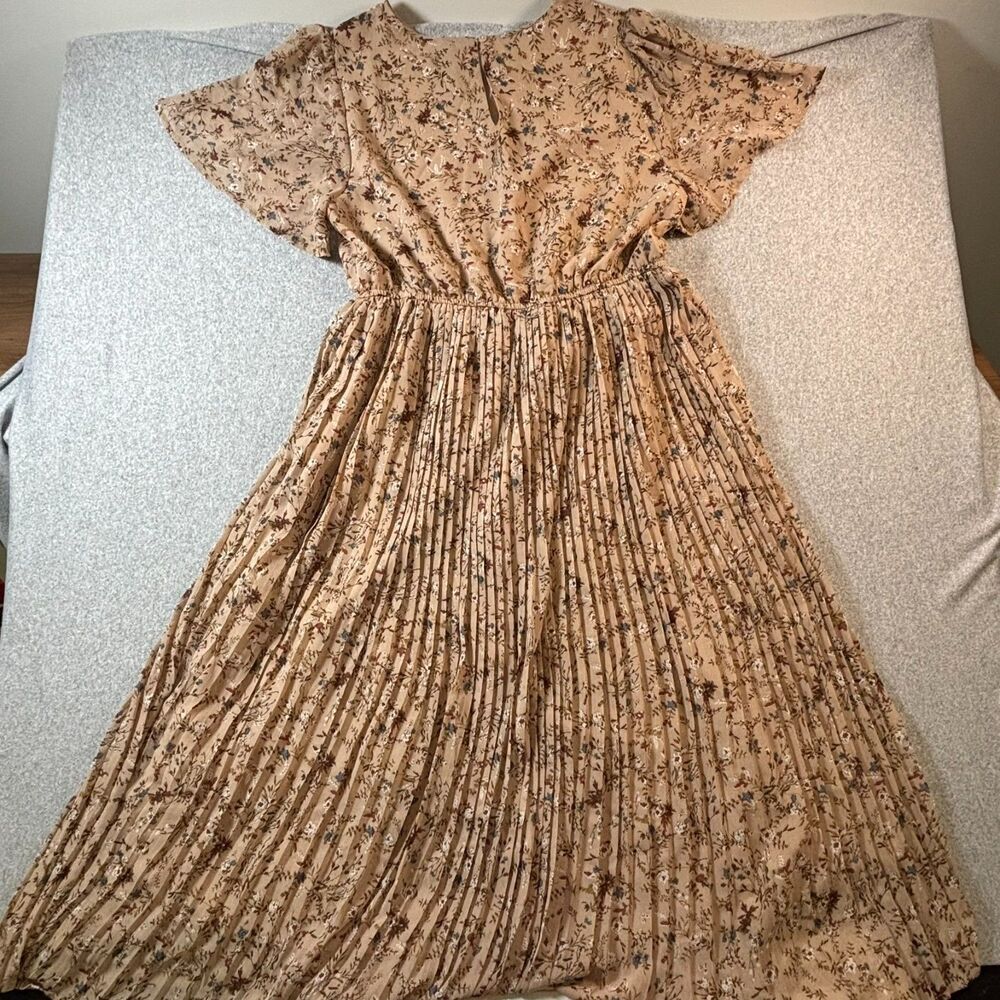 Cottagecore Prairie Boho Floral Pleated Dress Romantic Fairycore Size L - Picture 2 of 10